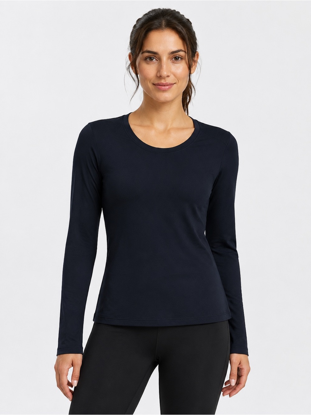 CRZ YOGA Women’s Black Long-Sleeve Scoop-Neck Workout Top Size M NWT